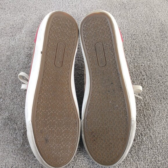 Coach Tennis Shoes Womens Size 9 Sneakers Pink Brown Designer Signature Logo - Picture 2 of 12